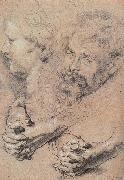 Head and hand-s pencil sketch Peter Paul Rubens